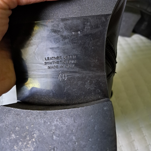 Vintage NAPOLEONI Black Leather Combat Moto Boots Zip Lace Up Italian Size 40 - Picture 13 of 13